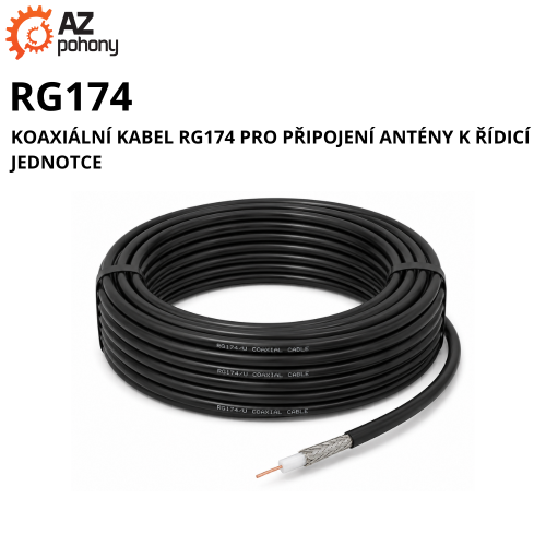 RG174 - koaxiální kabel RG174 pro připojení antény k řídicí jednotce